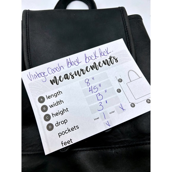 Vintage Coach Black Leather Daypack Backpack Y2K 90s Purse - Picture 7 of 16